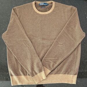 Ralph Lauren Tan Herringbone Crewneck Sweater
